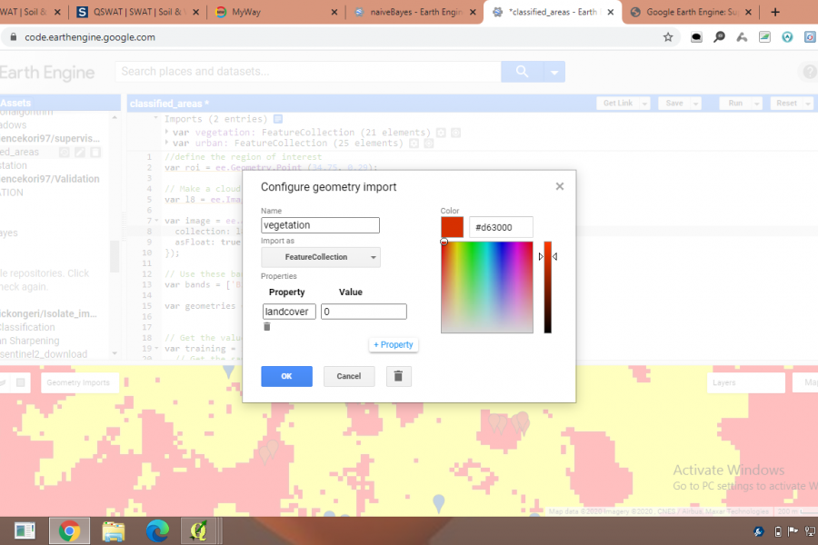 Supervised classification in GEE