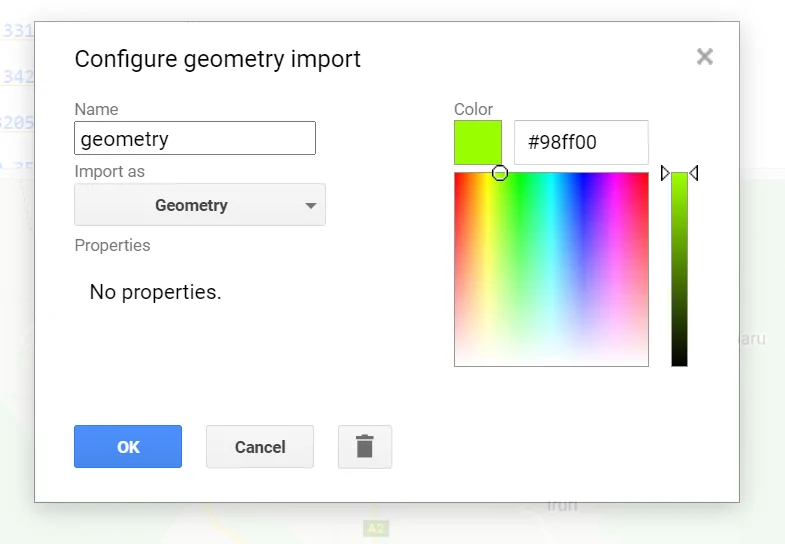Configuring geometry Import - GEE