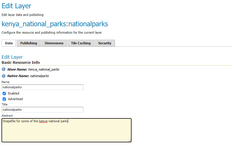 Editing a layer in GeoServer