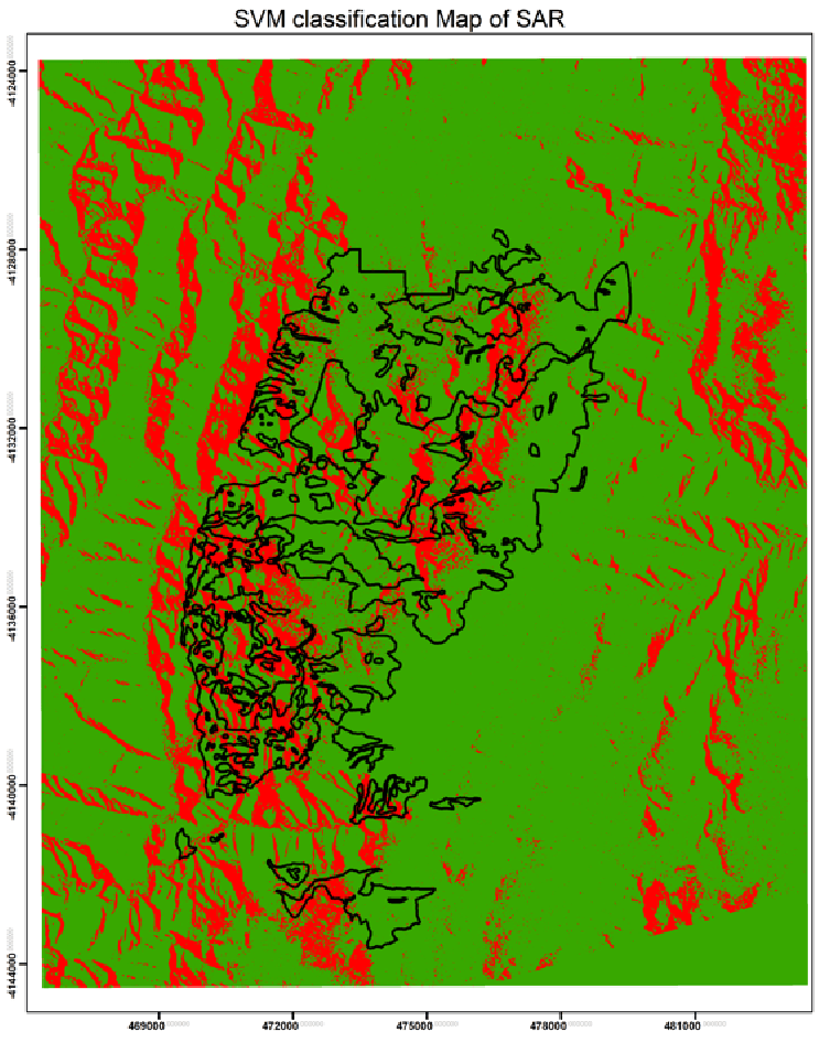 fire hazard detection - SVM Classification map of SAR