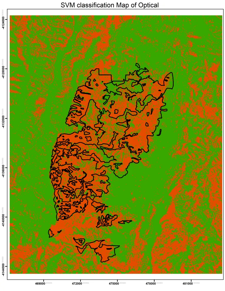 fire hazard detection - SVM classification map of optical